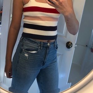 Cropped striped tank